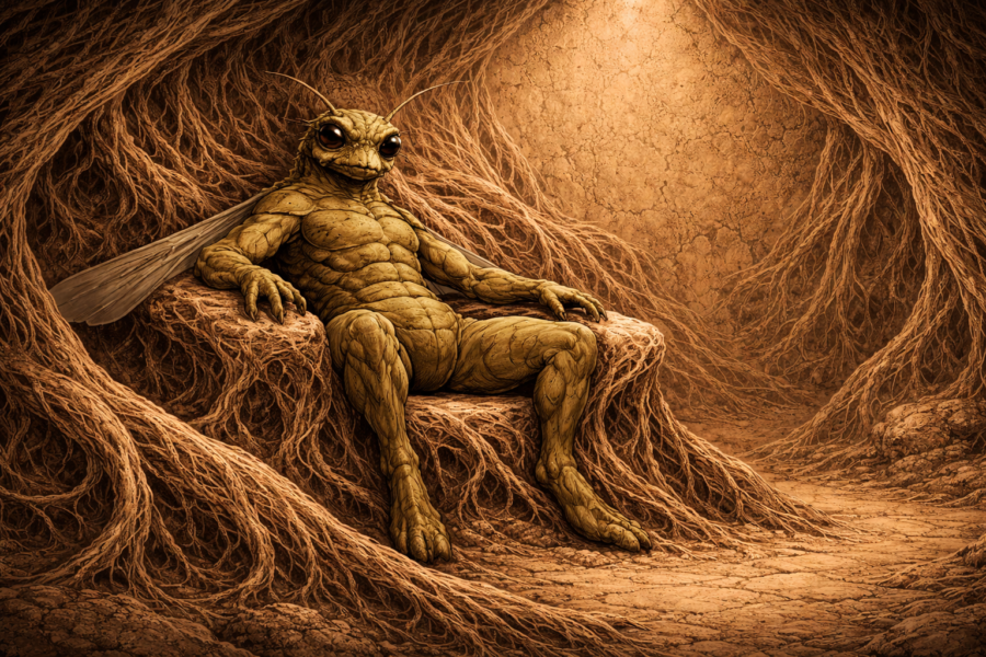 El Rey Raigar en su trono